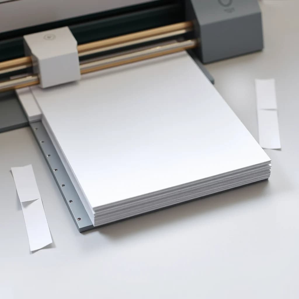 Illustrative example: paper cutting with a squared stack and clean offcuts