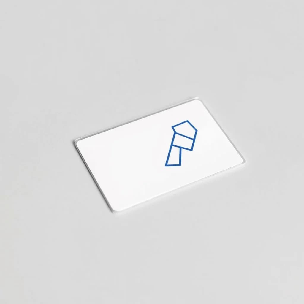 Illustrative example: iD-sized sample card in a clear laminating pouch