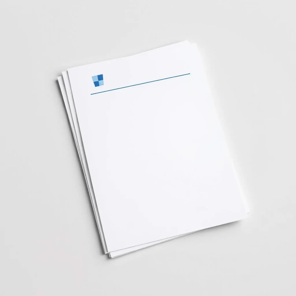 Illustrative example: printed letterhead with a simple blue header